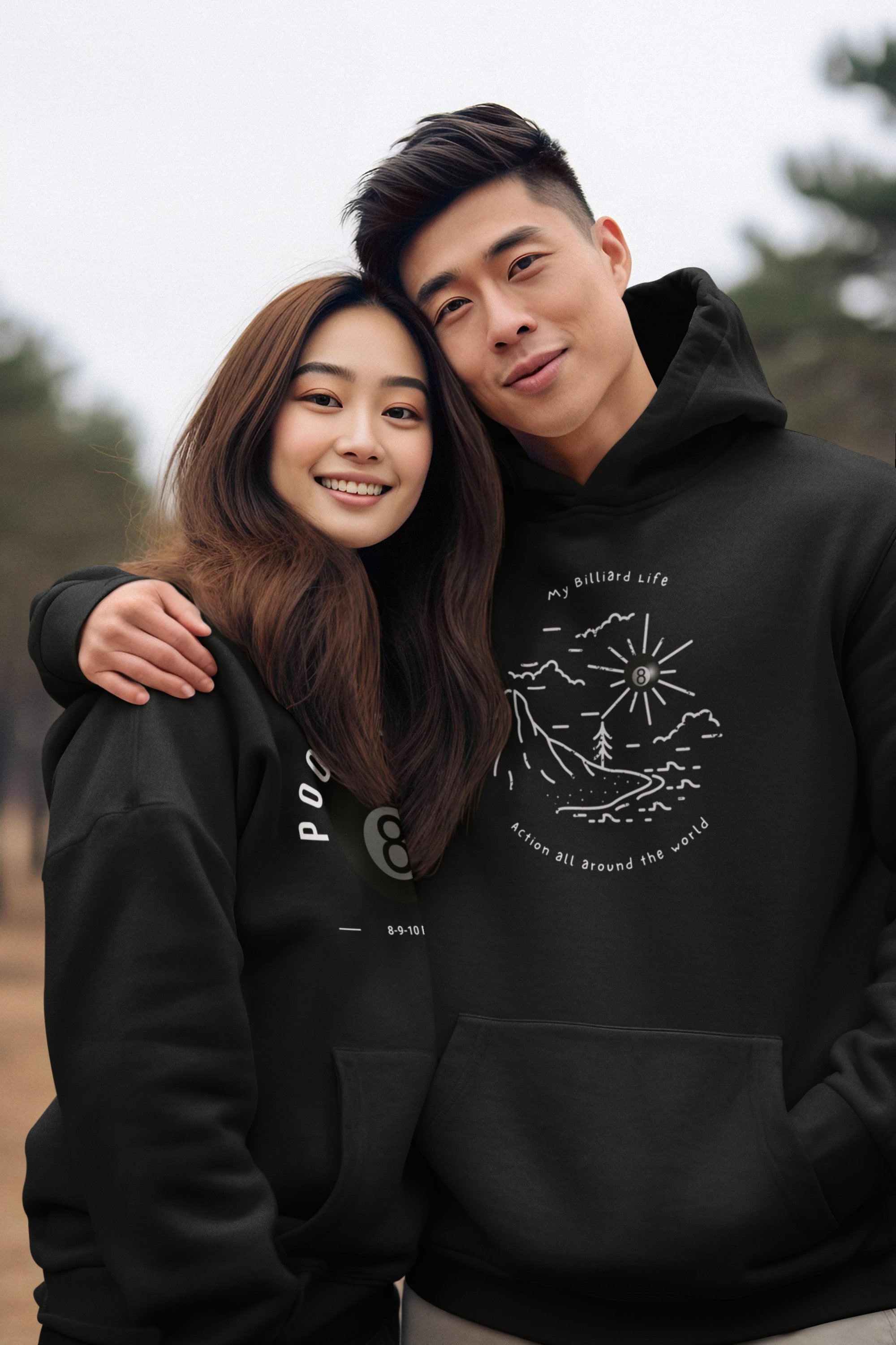 Billiard Pullover Hoodies - Bfly billiards clothing store - Black unisex pullover hoodie with billiard themed custom design