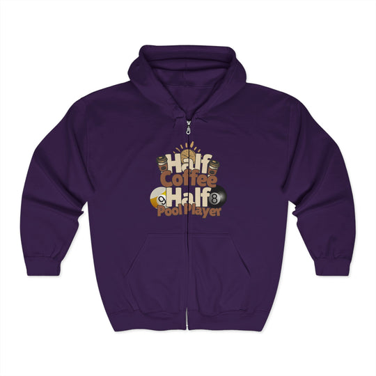 Half Coffee Half Pool Player - Unisex Full Zip Hoodie