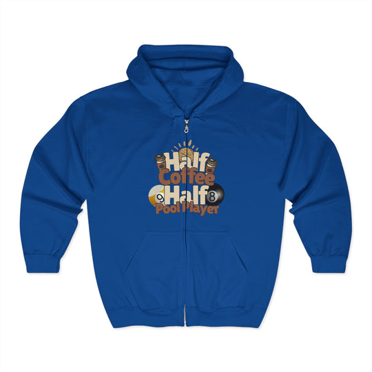 Half Coffee Half Pool Player - Unisex Full Zip Hoodie