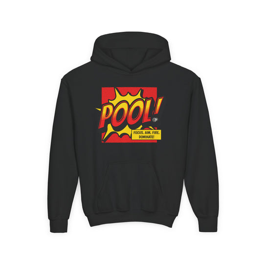 Pool: Focus. Aim. Fire. Dominate - Unisex Youth Pullover Hoodie
