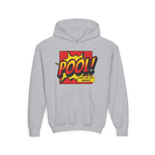 Pool: Focus. Aim. Fire. Dominate - Unisex Youth Pullover Hoodie
