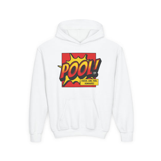 Pool: Focus. Aim. Fire. Dominate - Unisex Youth Pullover Hoodie