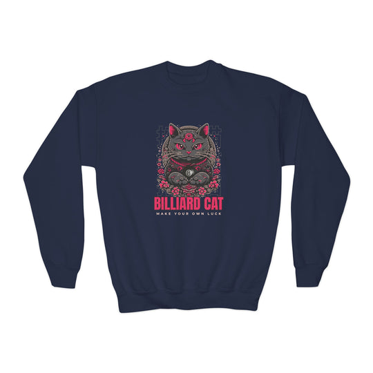 Billiard 8 Ball Cat - Unisex Youth Crewneck Sweatshirt