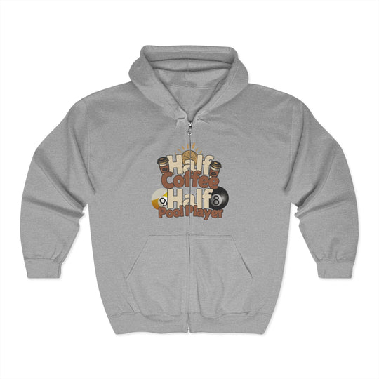 Half Coffee Half Pool Player - Unisex Full Zip Hoodie