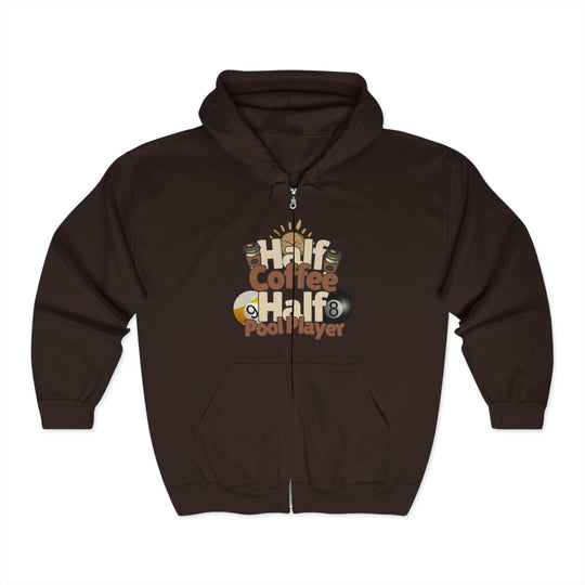 Half Coffee Half Pool Player - Unisex Full Zip Hoodie