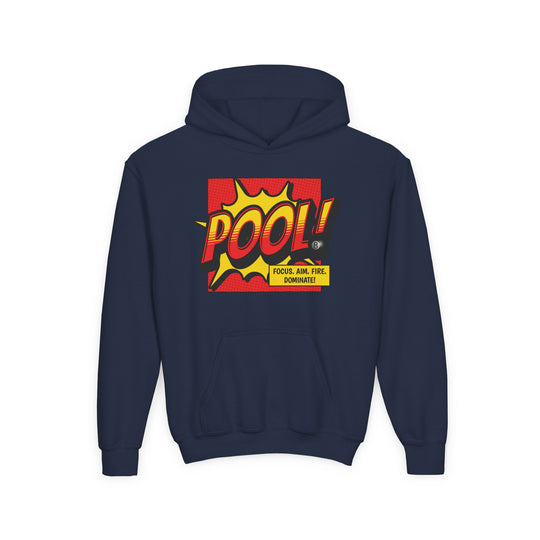 Pool: Focus. Aim. Fire. Dominate - Unisex Youth Pullover Hoodie