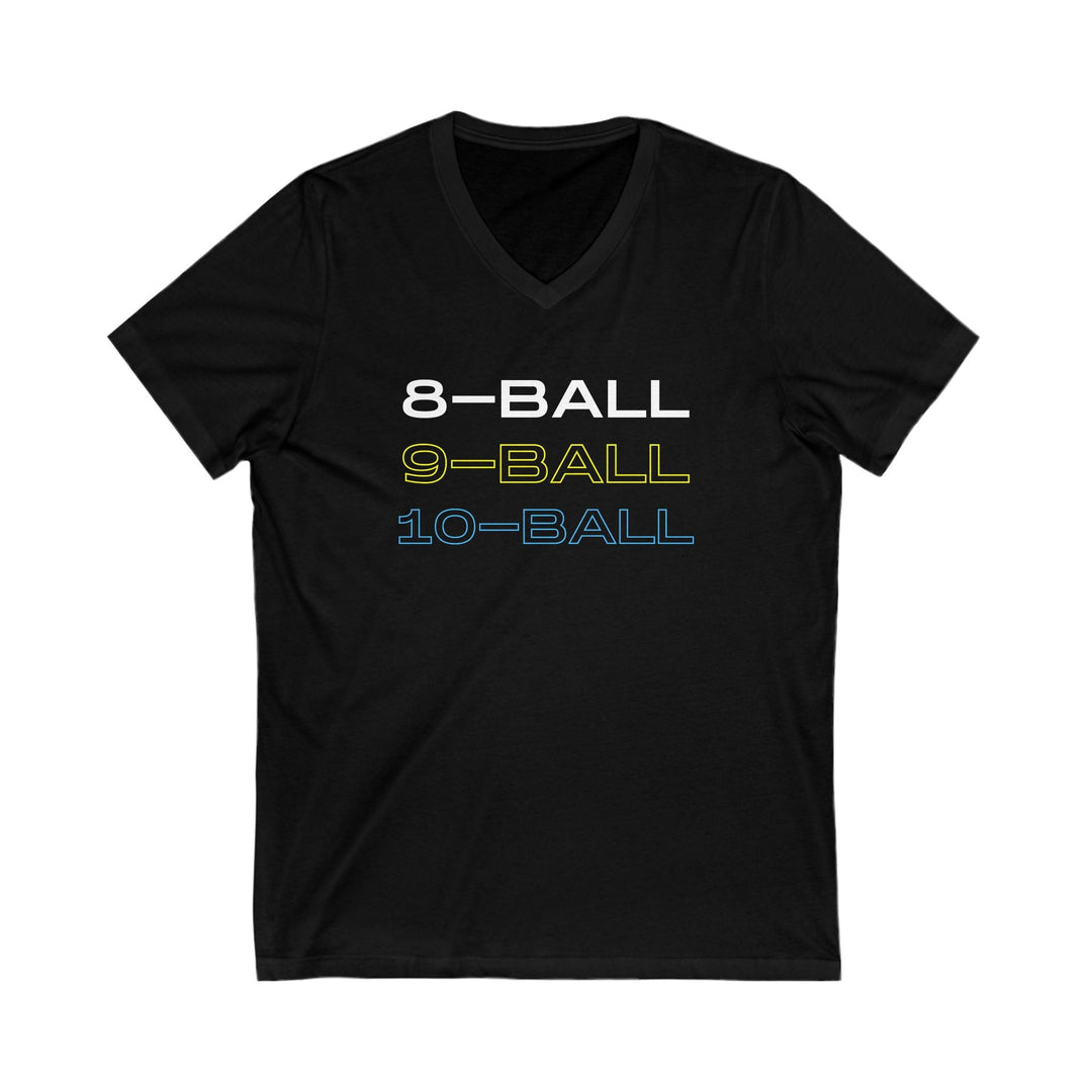 8 - BALL, 9 - BALL, 10 - BALL - Unisex V - Neck Tee - BFLY BILLIARDS