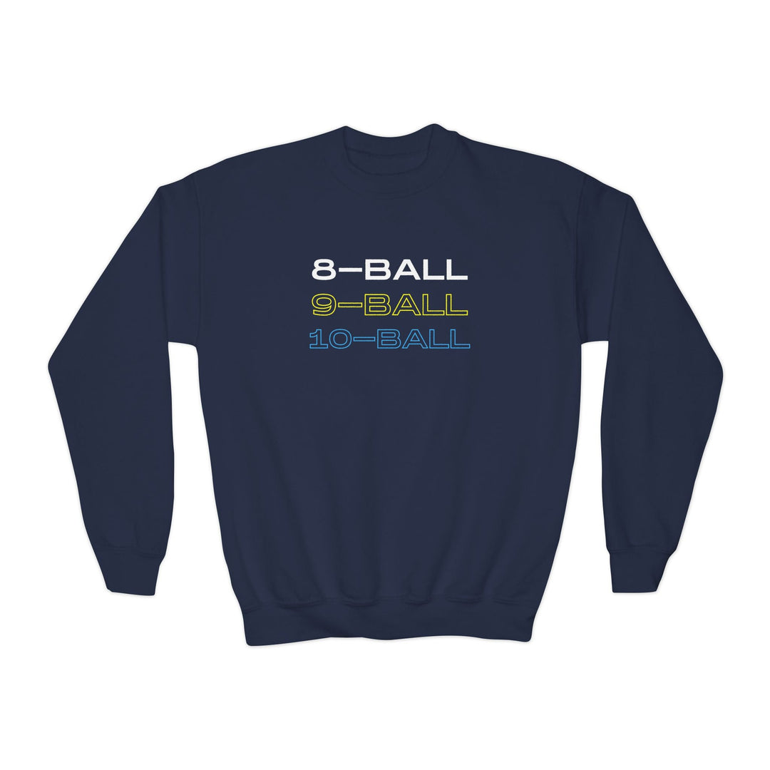 8 - BALL, 9 - BALL, 10 - BALL - Unisex Youth Crewneck Sweatshirt - BFLY BILLIARDS