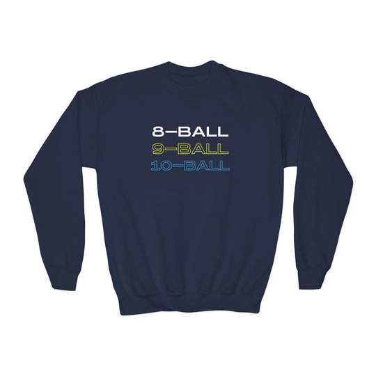 8 - BALL, 9 - BALL, 10 - BALL - Unisex Youth Crewneck Sweatshirt - BFLY BILLIARDS