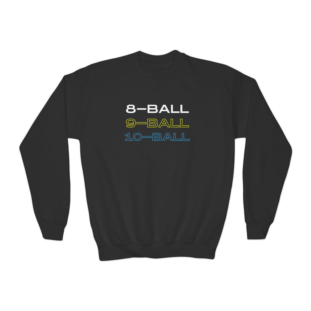 8 - BALL, 9 - BALL, 10 - BALL - Unisex Youth Crewneck Sweatshirt - BFLY BILLIARDS