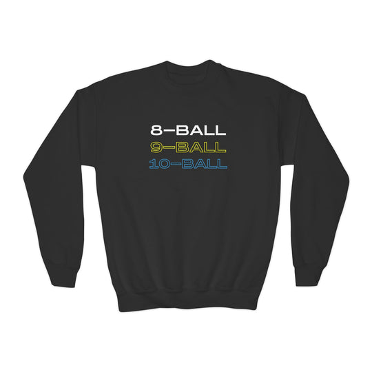 8 - BALL, 9 - BALL, 10 - BALL - Unisex Youth Crewneck Sweatshirt - BFLY BILLIARDS