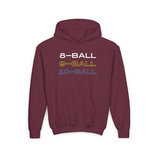8 - BALL, 9 - BALL, 10 - BALL - Unisex Youth Pullover Hoodie - BFLY BILLIARDS