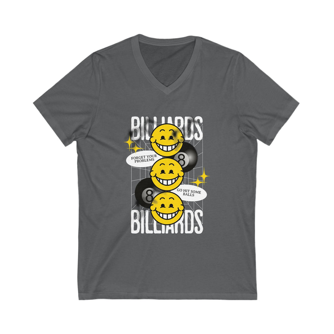 8 Ball Billiard Happiness - Unisex V - Neck Tee - BFLY BILLIARDS
