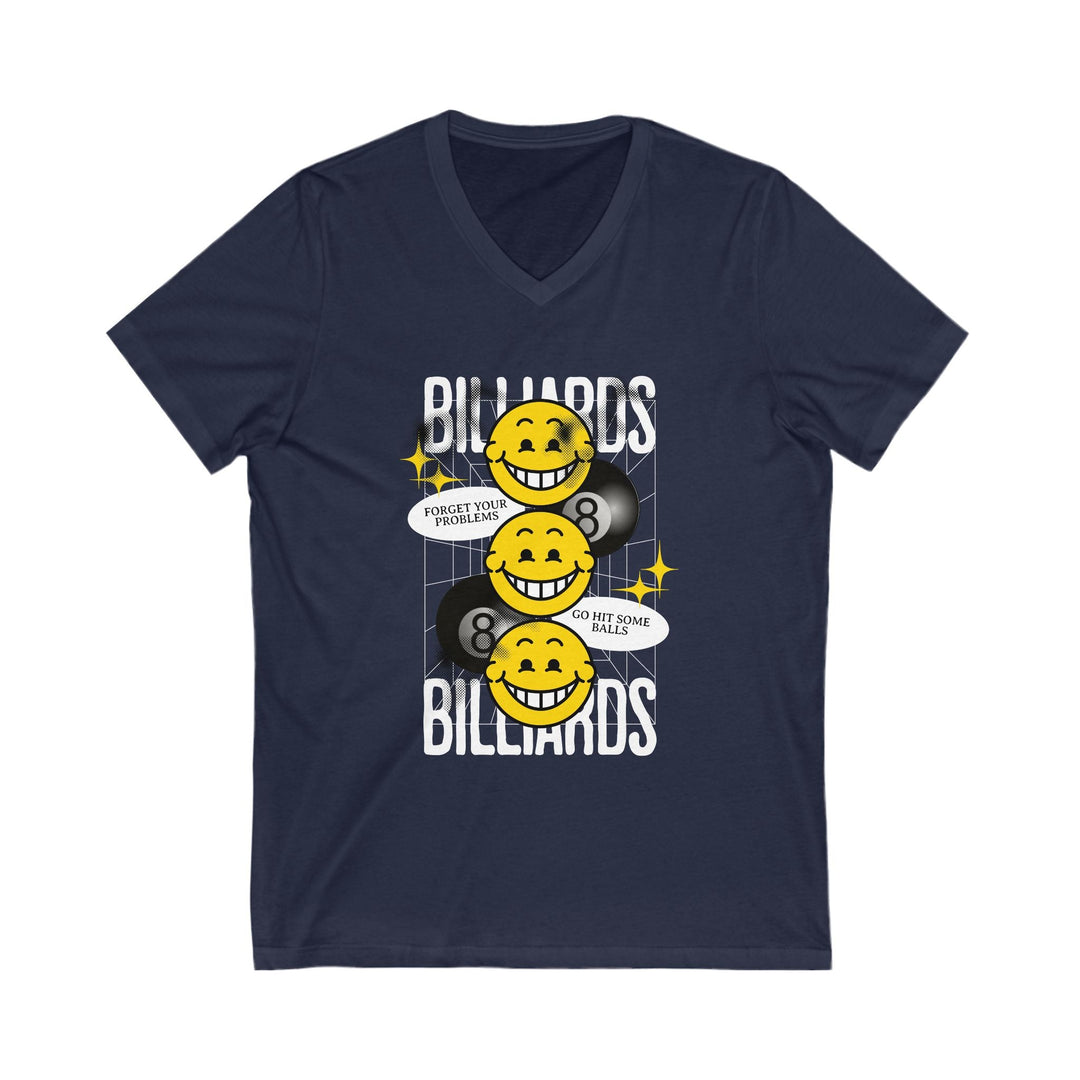 8 Ball Billiard Happiness - Unisex V - Neck Tee - BFLY BILLIARDS
