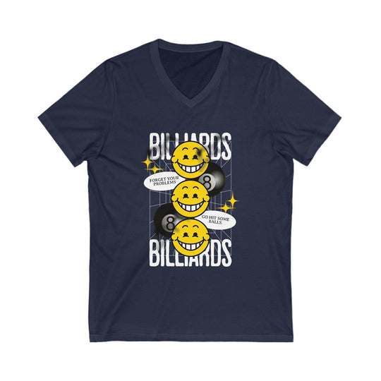 8 Ball Billiard Happiness - Unisex V - Neck Tee - BFLY BILLIARDS