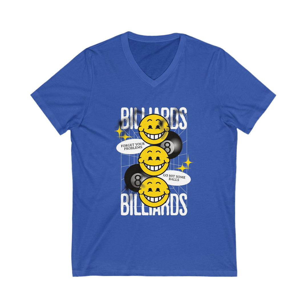 8 Ball Billiard Happiness - Unisex V - Neck Tee - BFLY BILLIARDS