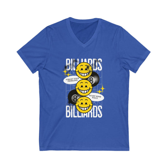 8 Ball Billiard Happiness - Unisex V - Neck Tee - BFLY BILLIARDS