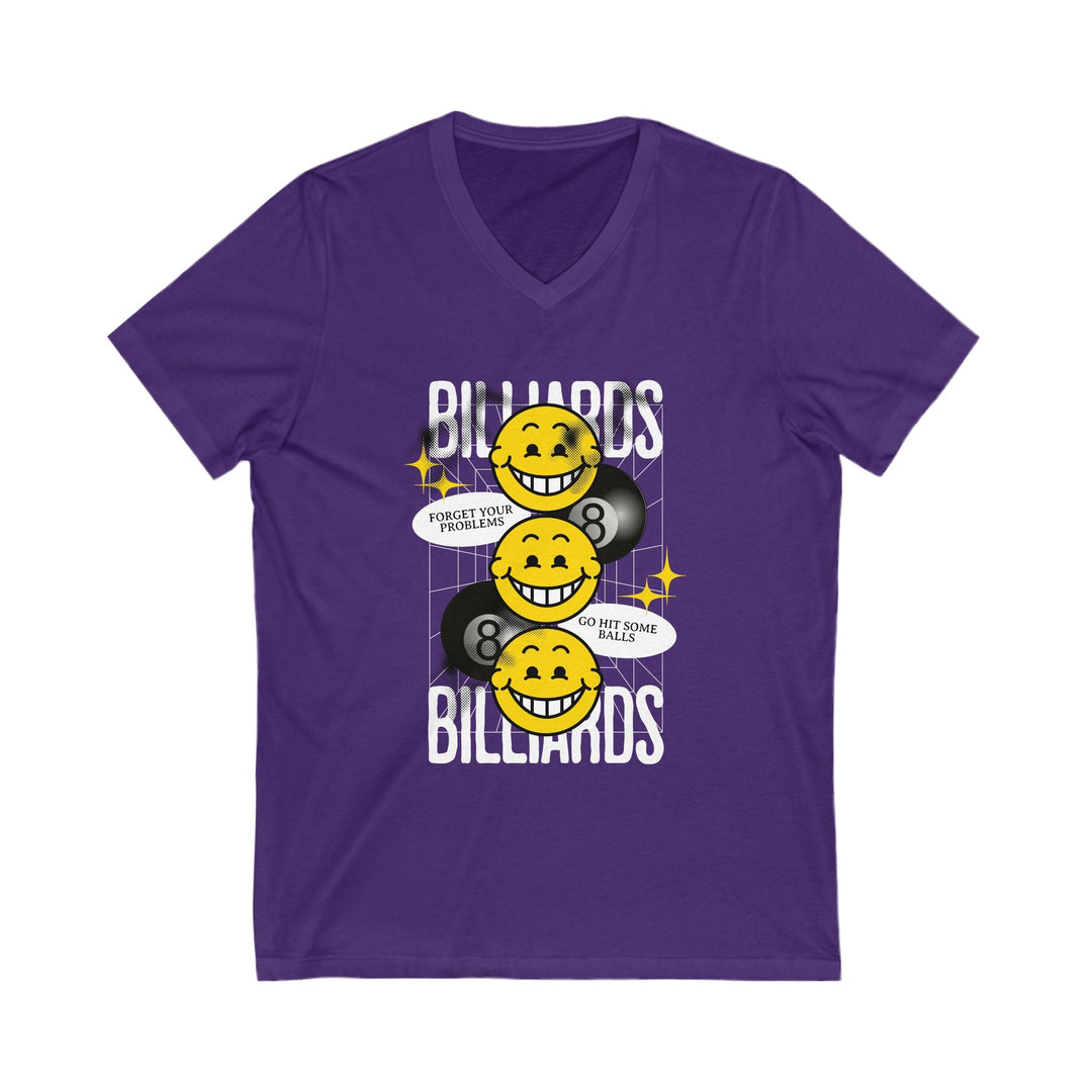 8 Ball Billiard Happiness - Unisex V - Neck Tee - BFLY BILLIARDS