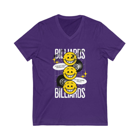 8 Ball Billiard Happiness - Unisex V - Neck Tee - BFLY BILLIARDS
