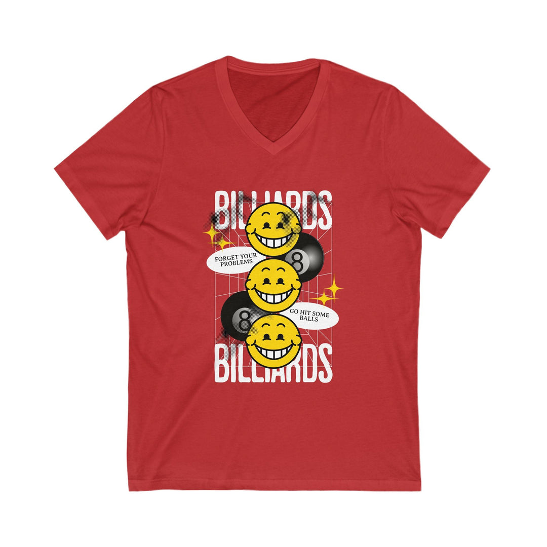 8 Ball Billiard Happiness - Unisex V - Neck Tee - BFLY BILLIARDS