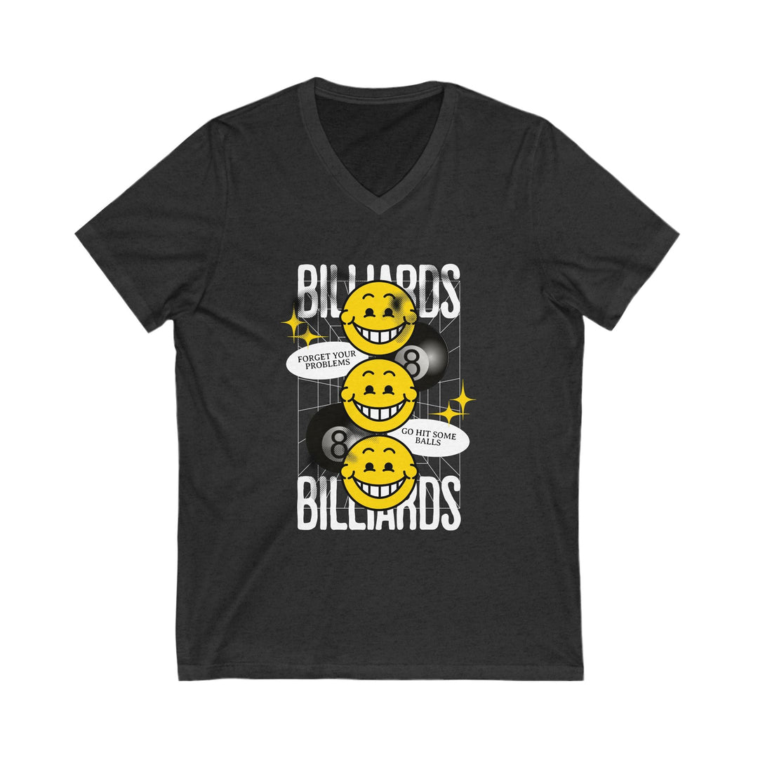8 Ball Billiard Happiness - Unisex V - Neck Tee - BFLY BILLIARDS