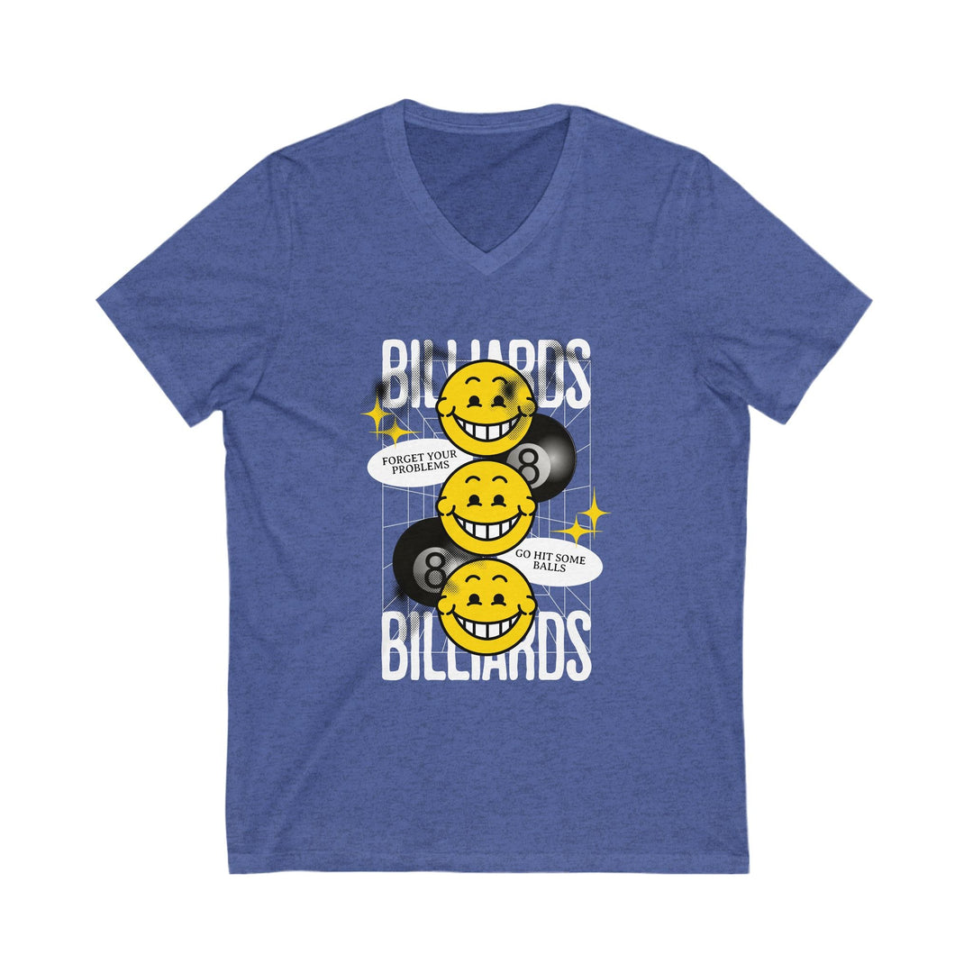 8 Ball Billiard Happiness - Unisex V - Neck Tee - BFLY BILLIARDS