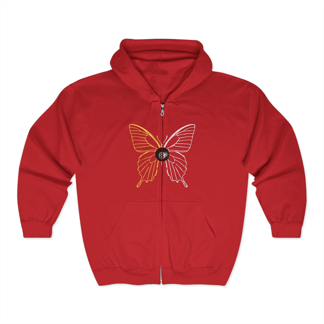 8 Ball Butterfly Grid - Full Zip Hoodie - BFLY BILLIARDS