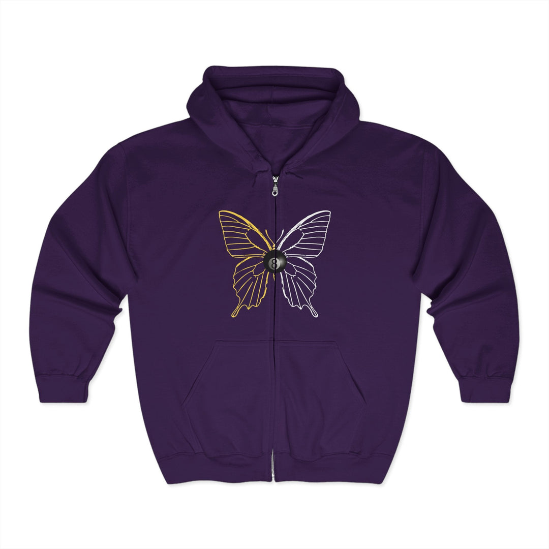 8 Ball Butterfly Grid - Full Zip Hoodie - BFLY BILLIARDS