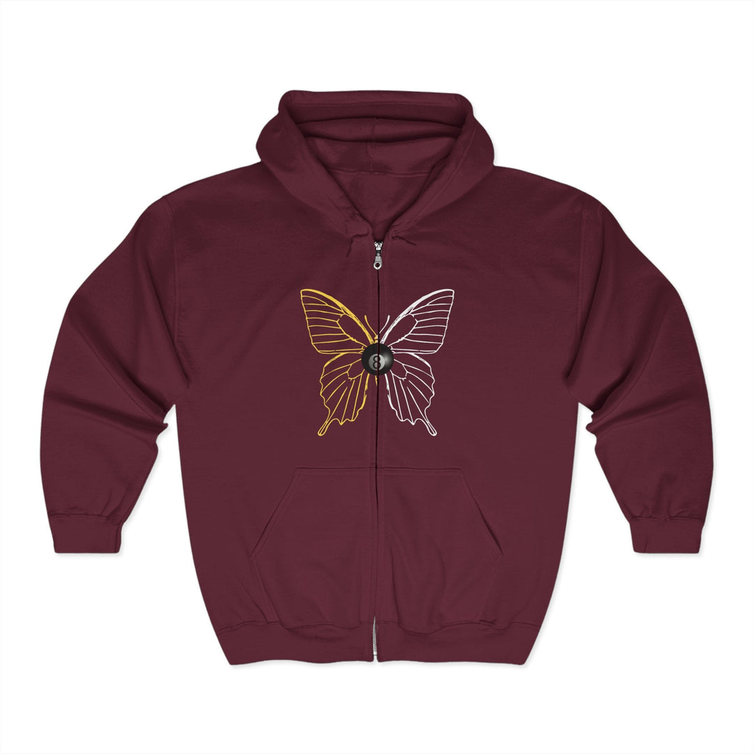 8 Ball Butterfly Grid - Full Zip Hoodie - BFLY BILLIARDS