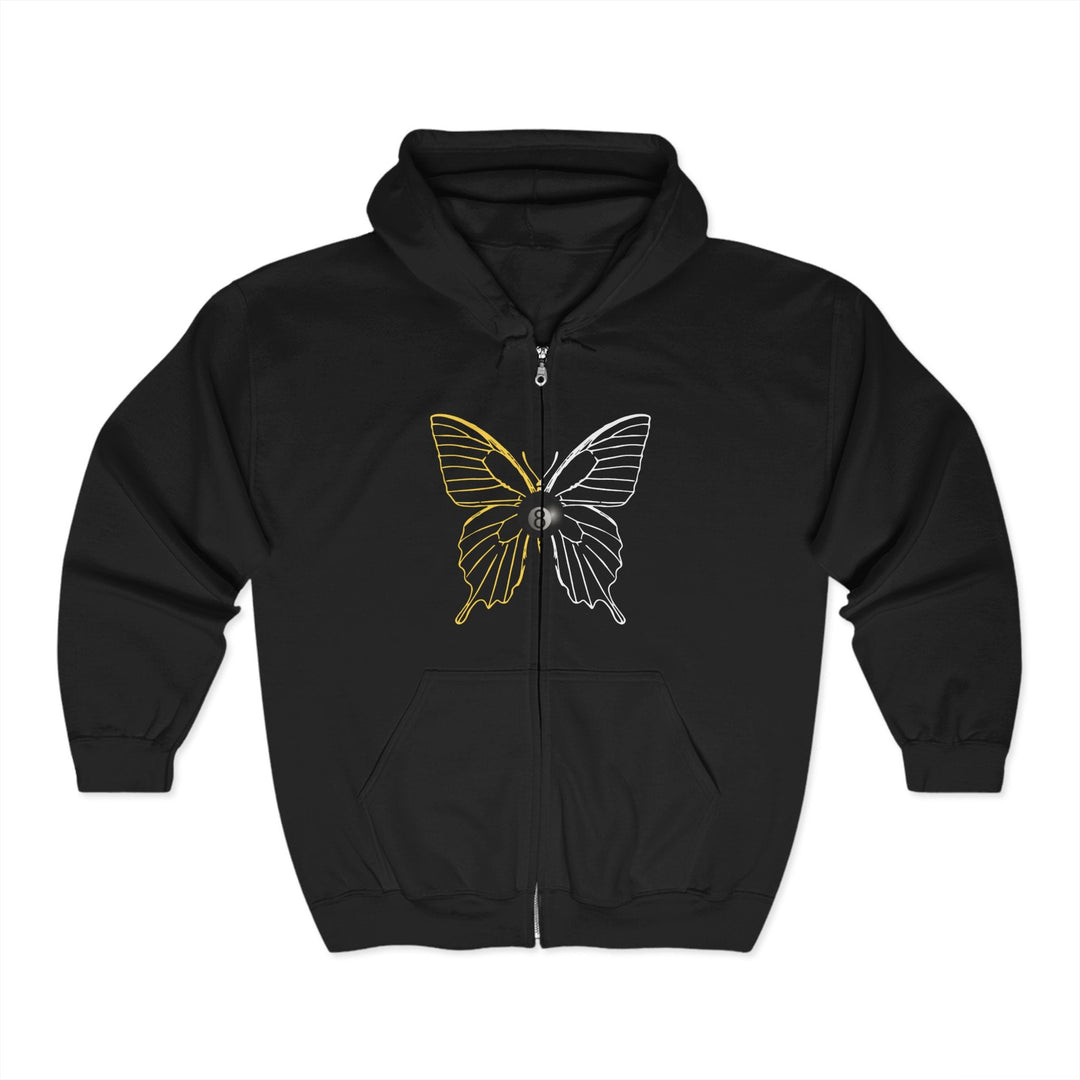8 Ball Butterfly Grid - Full Zip Hoodie - BFLY BILLIARDS