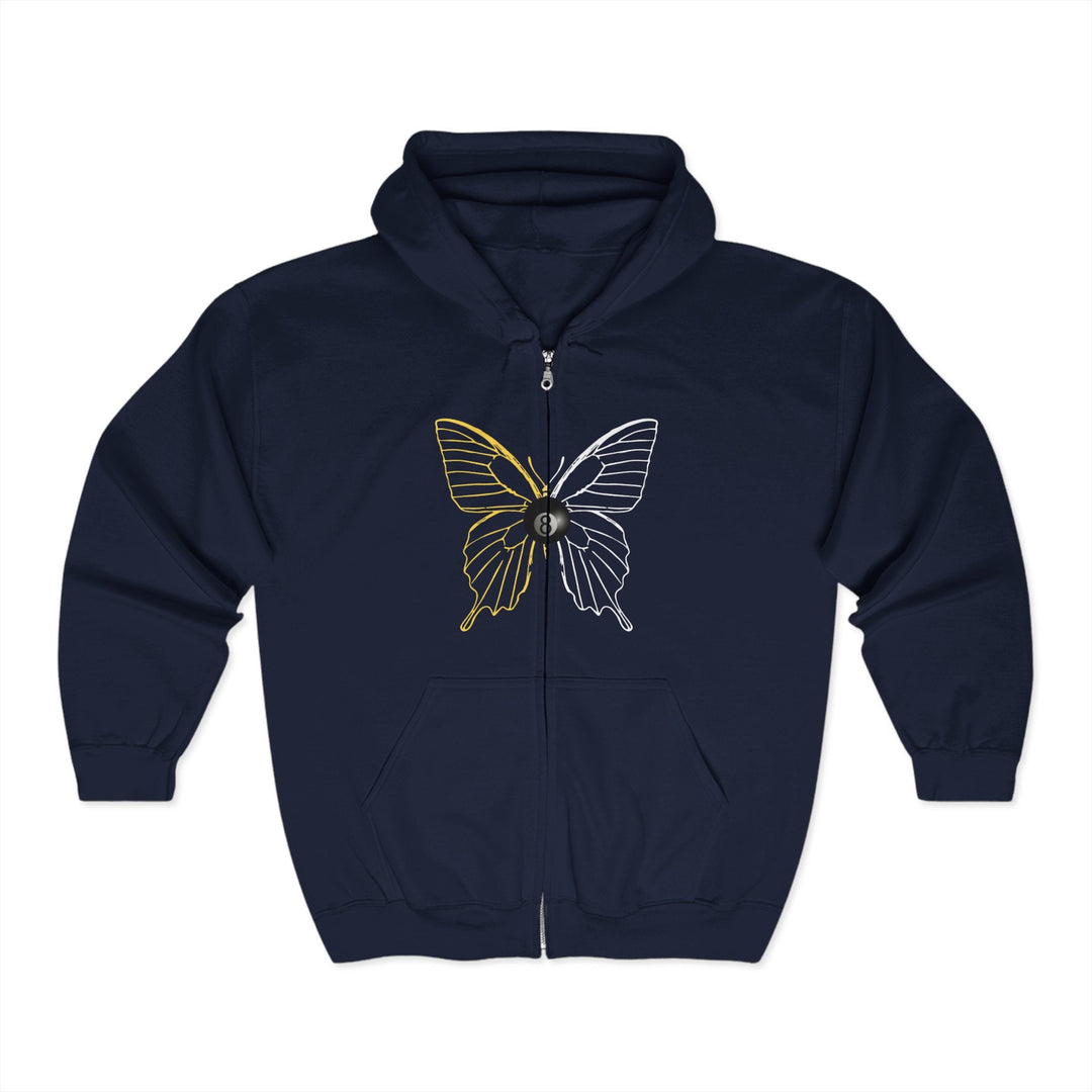 8 Ball Butterfly Grid - Full Zip Hoodie - BFLY BILLIARDS