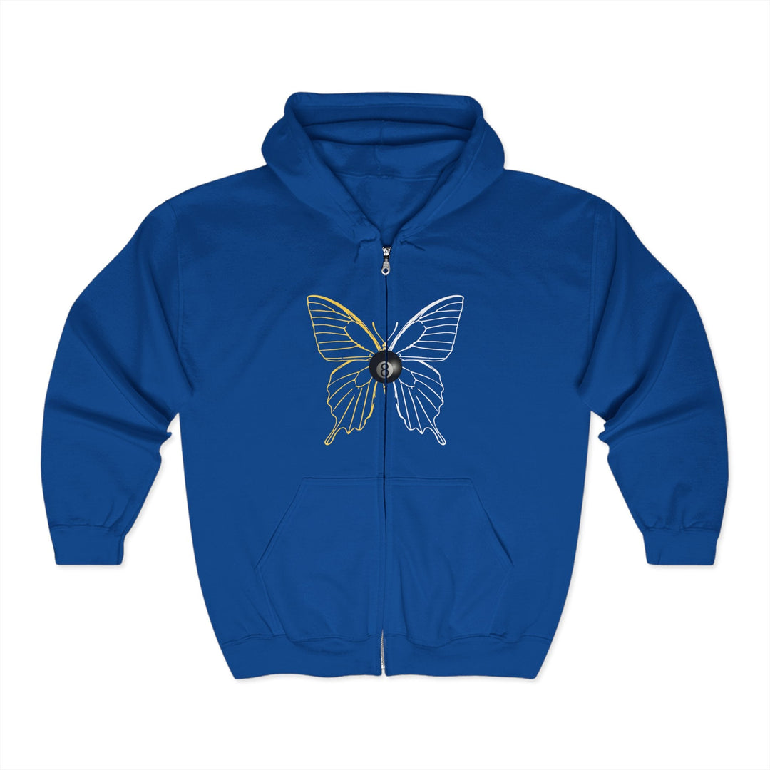 8 Ball Butterfly Grid - Full Zip Hoodie - BFLY BILLIARDS