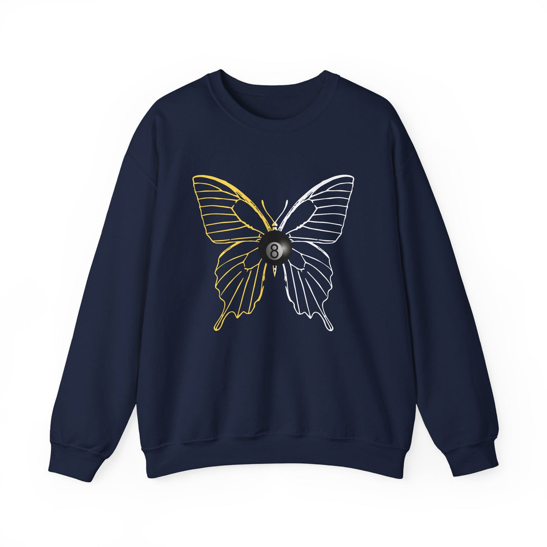 8 Ball Butterfly Grid - Unisex Crewneck Sweatshirt - BFLY BILLIARDS