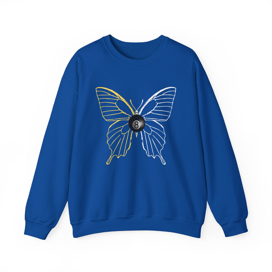 8 Ball Butterfly Grid - Unisex Crewneck Sweatshirt - BFLY BILLIARDS
