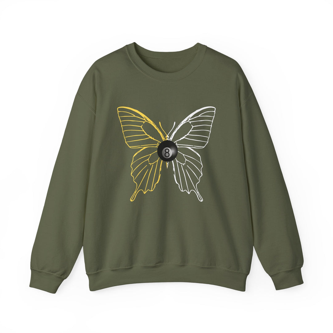8 Ball Butterfly Grid - Unisex Crewneck Sweatshirt - BFLY BILLIARDS