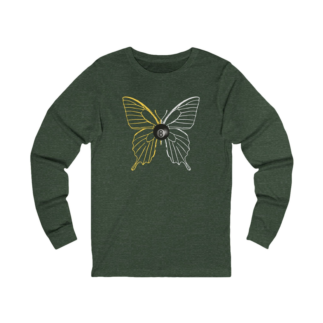 8 Ball Butterfly Grid - Unisex Long Sleeve Tee - BFLY BILLIARDS