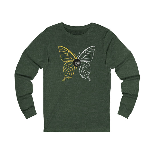 8 Ball Butterfly Grid - Unisex Long Sleeve Tee - BFLY BILLIARDS
