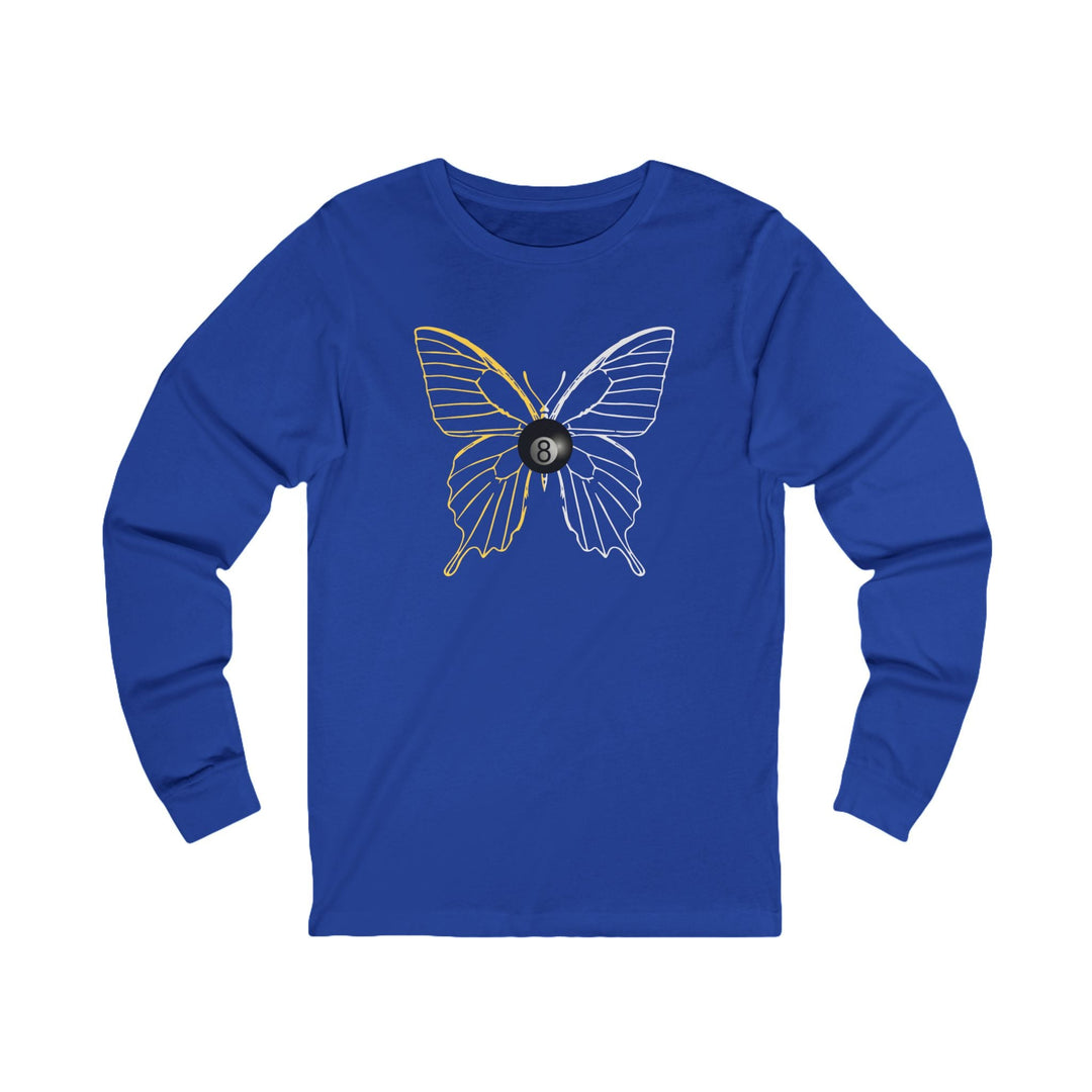 8 Ball Butterfly Grid - Unisex Long Sleeve Tee - BFLY BILLIARDS