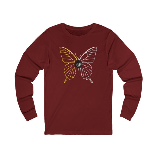8 Ball Butterfly Grid - Unisex Long Sleeve Tee - BFLY BILLIARDS