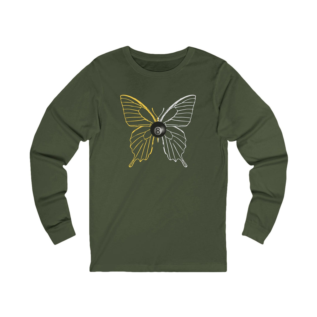 8 Ball Butterfly Grid - Unisex Long Sleeve Tee - BFLY BILLIARDS