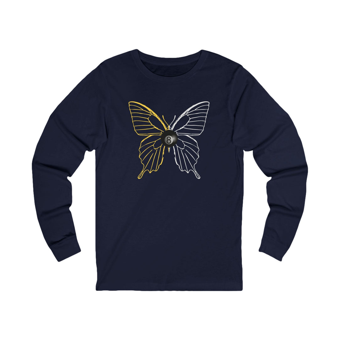 8 Ball Butterfly Grid - Unisex Long Sleeve Tee - BFLY BILLIARDS
