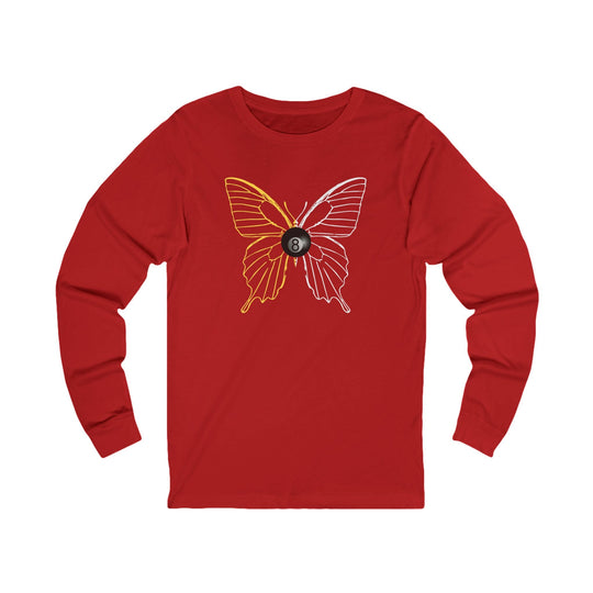 8 Ball Butterfly Grid - Unisex Long Sleeve Tee - BFLY BILLIARDS