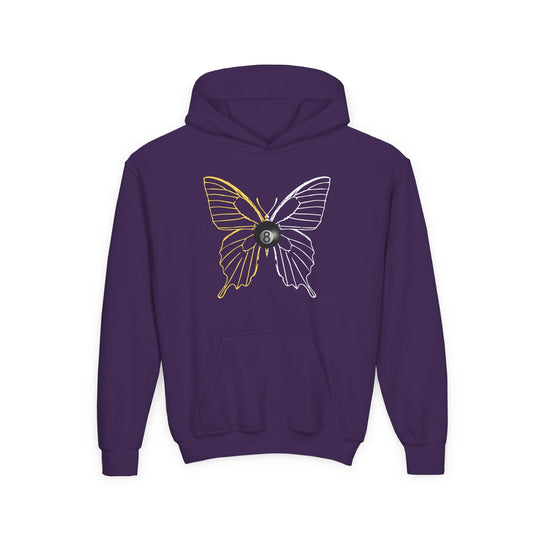 8 Ball Butterfly Grid - Unisex Youth Pullover Hoodie - BFLY BILLIARDS