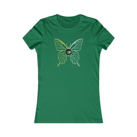 8 Ball Butterfly Grid - Women's Fitted Tee - BFLY BILLIARDS