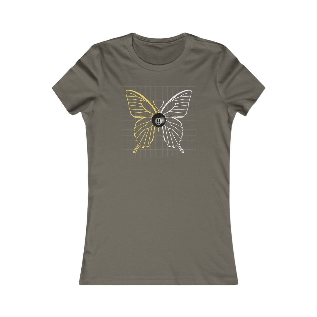8 Ball Butterfly Grid - Women's Fitted Tee - BFLY BILLIARDS