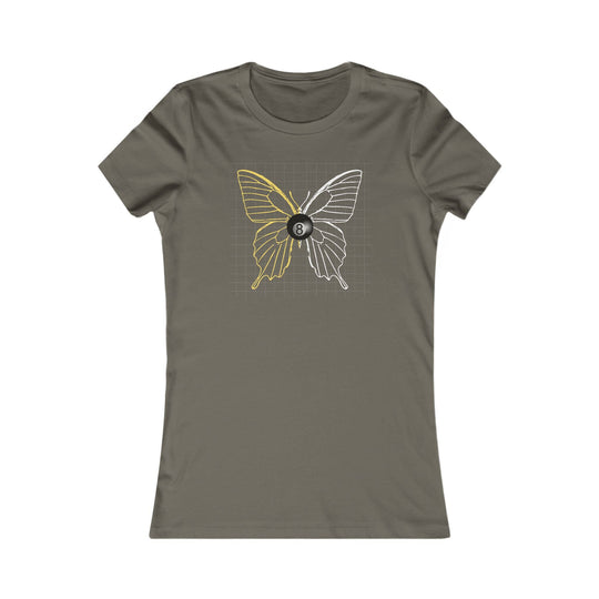 8 Ball Butterfly Grid - Women's Fitted Tee - BFLY BILLIARDS