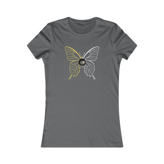 8 Ball Butterfly Grid - Women's Fitted Tee - BFLY BILLIARDS