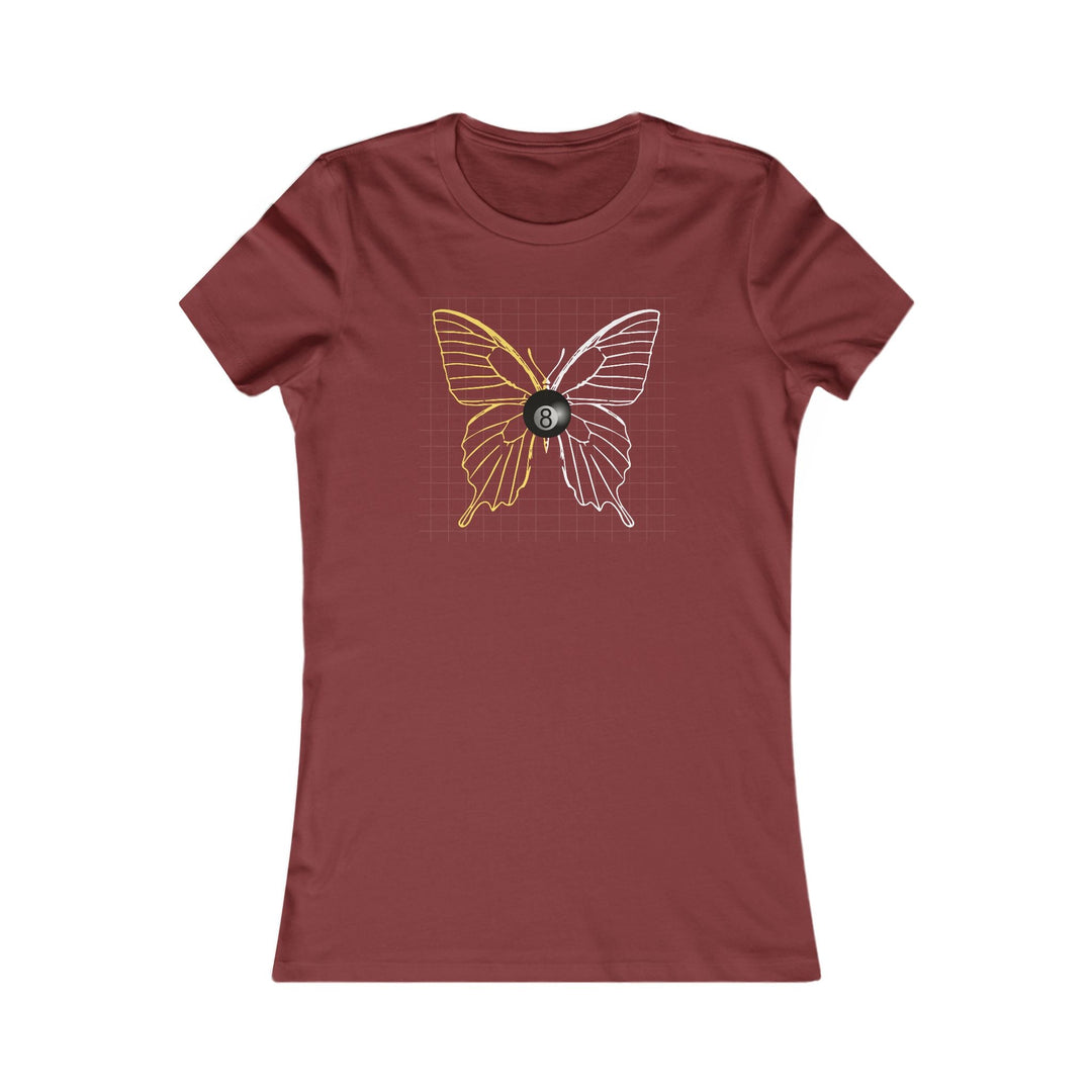 8 Ball Butterfly Grid - Women's Fitted Tee - BFLY BILLIARDS