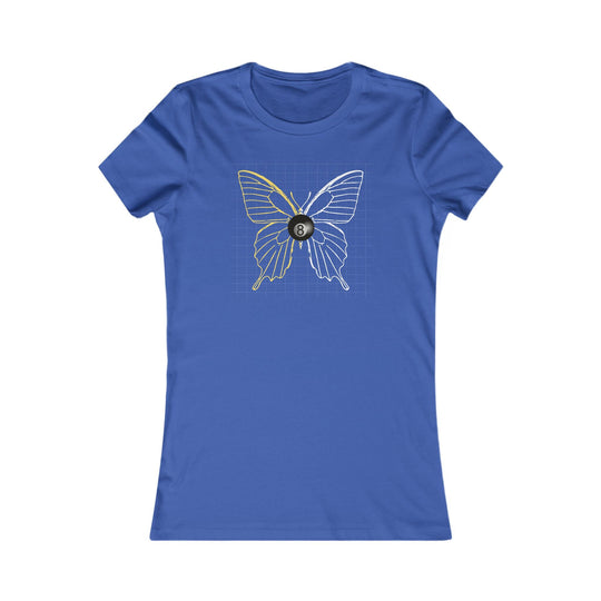 8 Ball Butterfly Grid - Women's Fitted Tee - BFLY BILLIARDS