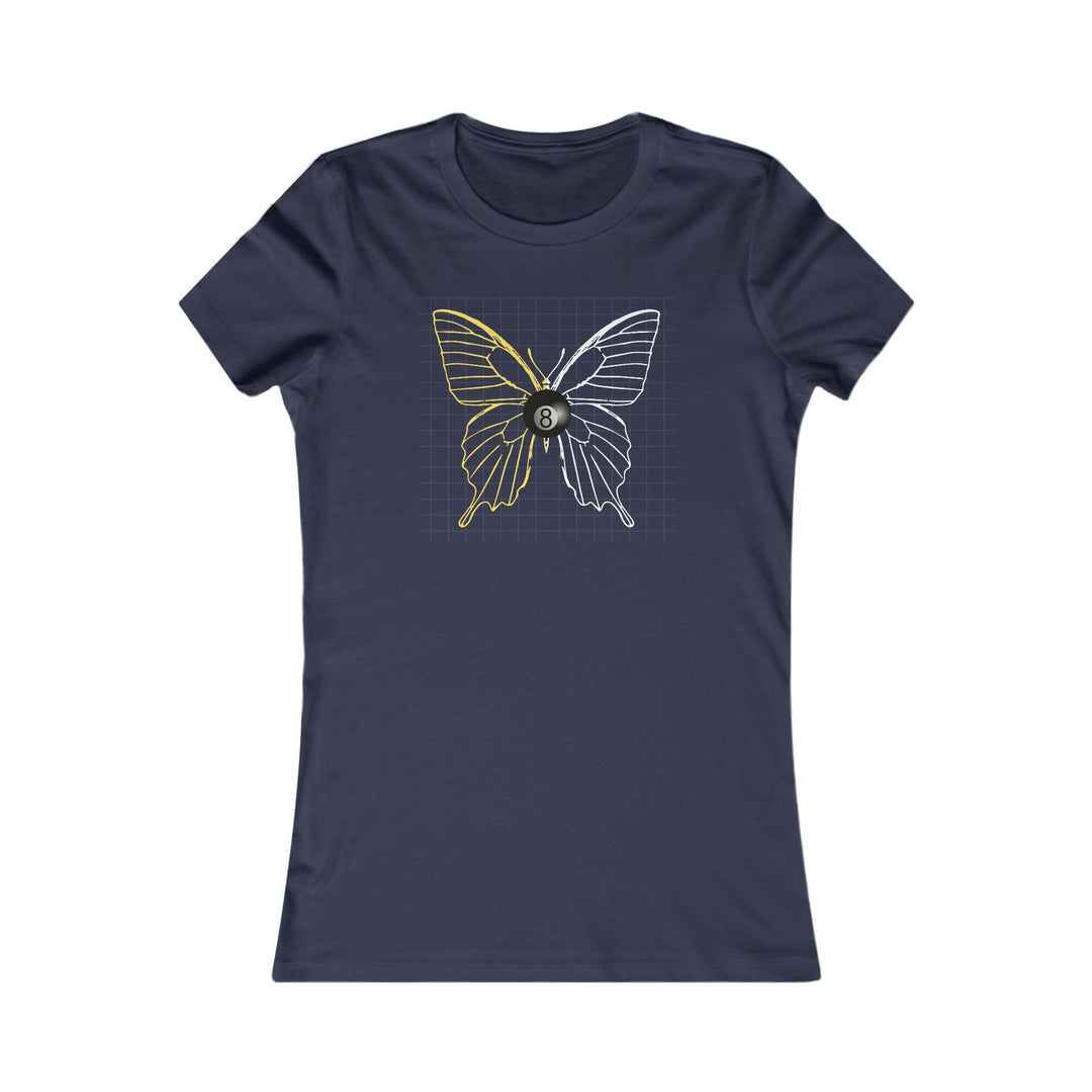 8 Ball Butterfly Grid - Women's Fitted Tee - BFLY BILLIARDS